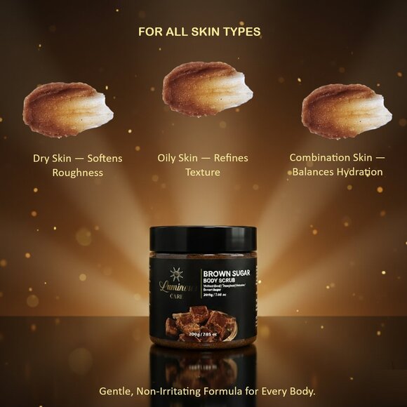 Luminous Care Brown Sugar Body Scrub | Sea Salt + Walnut Shell Exfoliating 200g - Picture 7 of 10